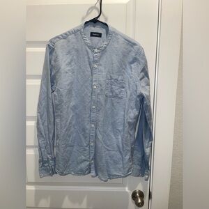 Balibaris Mens Sz M 100% Cotton Long Sleeve Button Down collarless Shirt